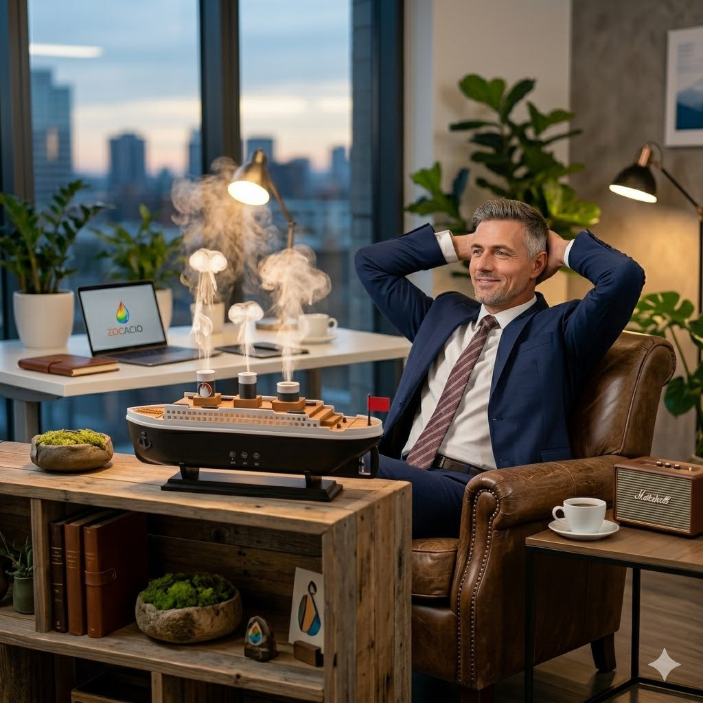 Barco Humidificador ultrasónico con aromaterapia y control remoto