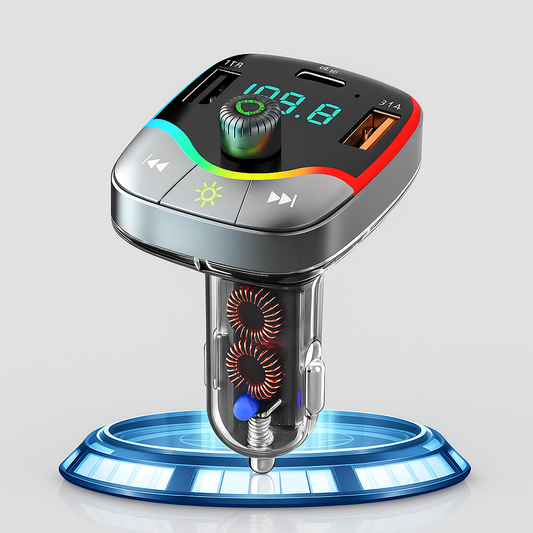 Transmisor FM para Carro con Bluetooth y Carga Rápida