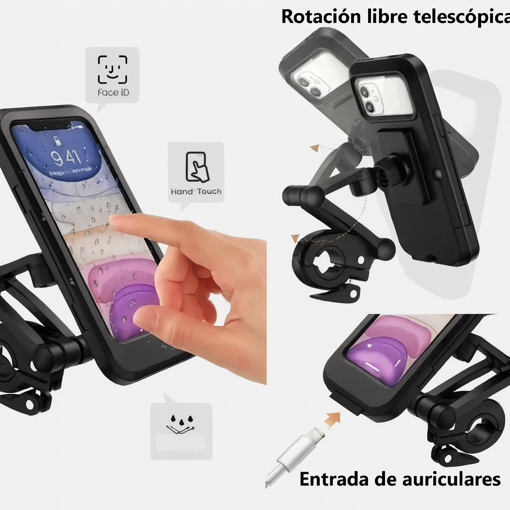 SOPORTE CELULAR IMPERMEABLE MOTO Y BICICLETA