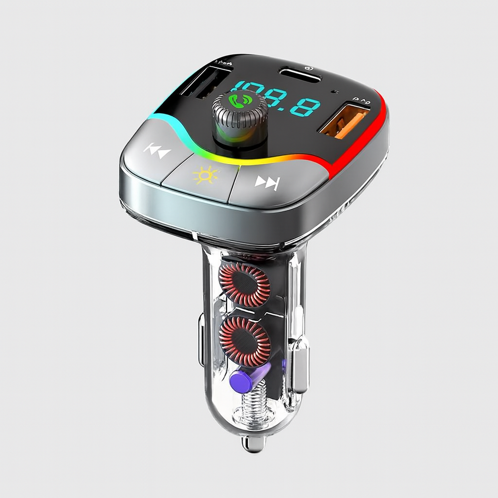 Transmisor FM para Carro con Bluetooth y Carga Rápida