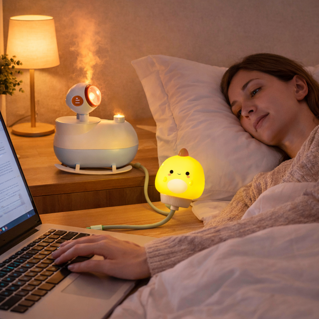 Combo para Dormir Mejor Humidificador Submarino LED Difusor Aromas  mas lampara